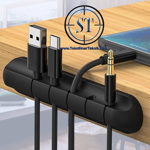 Cable Organizer Silicone Flexible Clip Holder Klem Pengait Kabel Lan PC Adaptor Tempel Dinding Meja