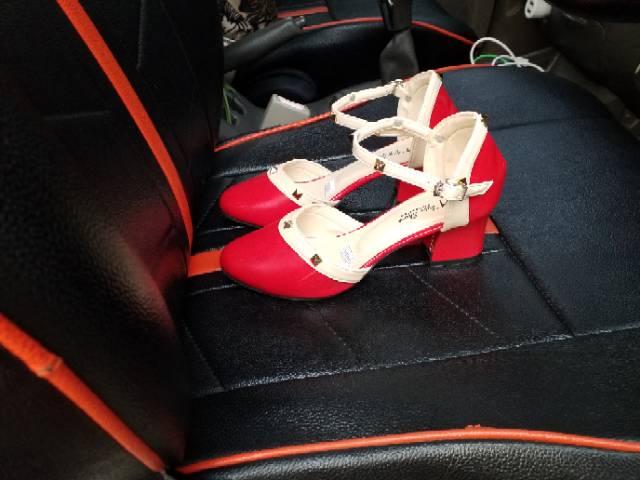 HIGH HEEL PIRAMID 5CM PD335 HITAM dan MERAH (REALPICT GESER)