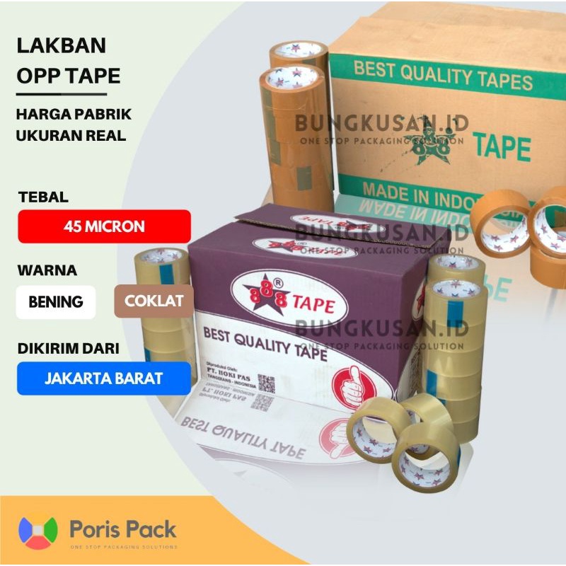 

Lakban Bening dan Coklat 2 inch 72 yard, 90 yard dan 100 yard 45 micron 1 Kardus