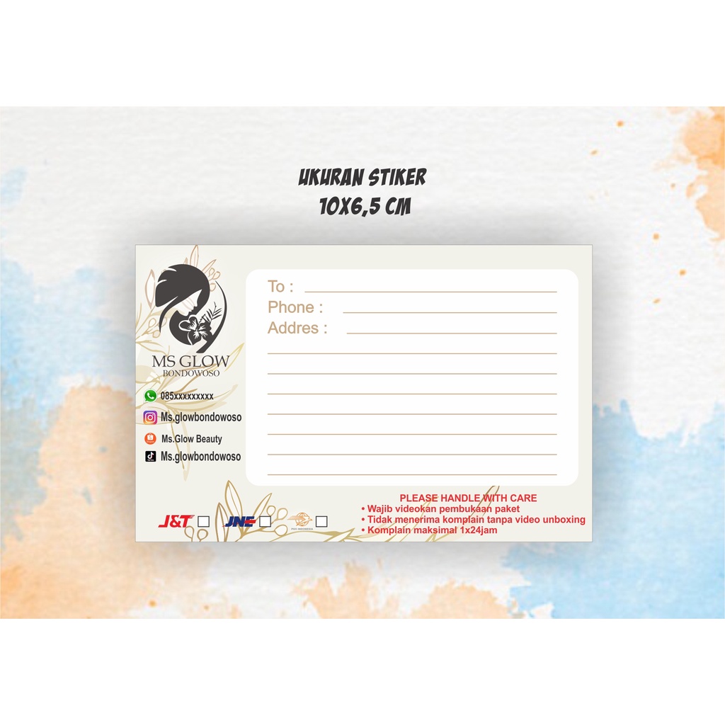 

stiker label pengiriman paket olshop / online shop custom abu abu coklat