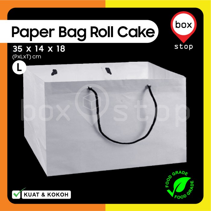 

Paper Bag Kue Roll Cake L- Paperbag Polos - PUTIH - 35x14x18 cm (12 pcs)
