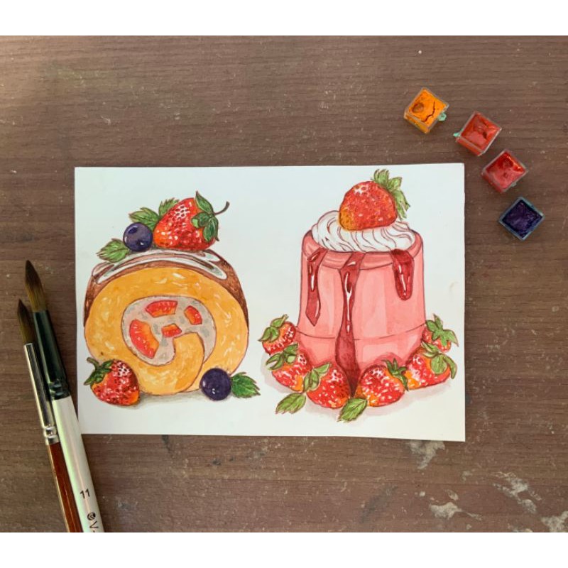 Food Illustration Watercolor Ilustrasi Makanan