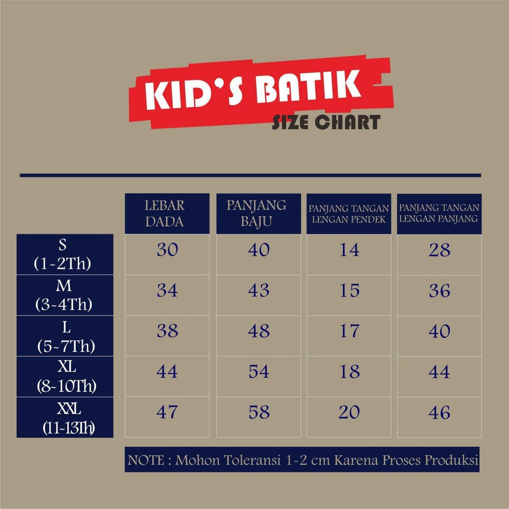 Baju batik anak laki-laki lengan panjang umur 2-13 tahun bisa buat sekolah hari batik