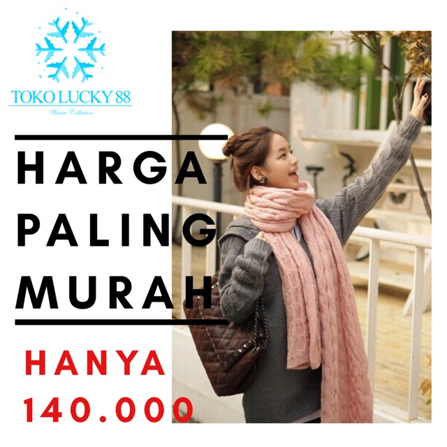 IMPORT MOLLAD Scarf Long Syal Rajut Wool Panjang Persegi Musim Dingin Winter Infinity Scarf