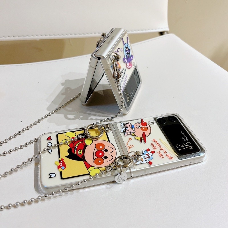 Casing Flip Hard Case Motif Sailor Moon Appanman + Rantai Panjang Untuk Samsung Galaxy Z Flip 3 / 4 / 2