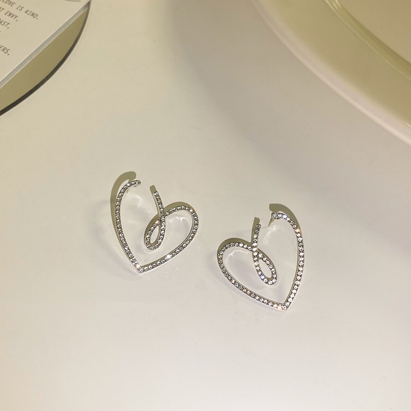 Anting Tusuk Silver S925 Desain Hati Hias Berlian Imitasi Warna Permen Untuk Wanita