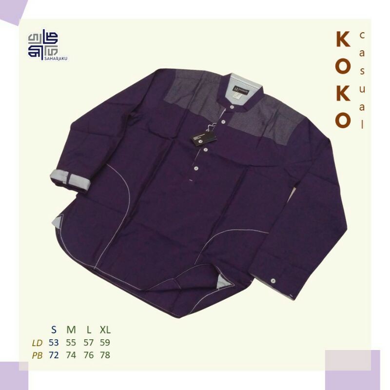 BAJU KOKO WARNA UNGU MOTIF