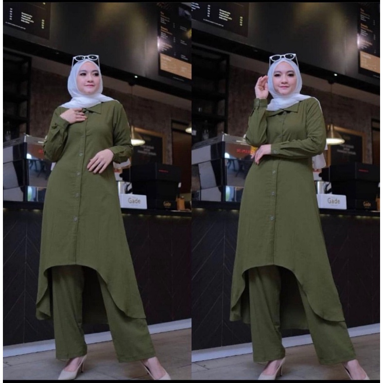 (RPA) ONE SET AYNUR TUNIK FULL KANCING SET MOSCREPE PREMIUM