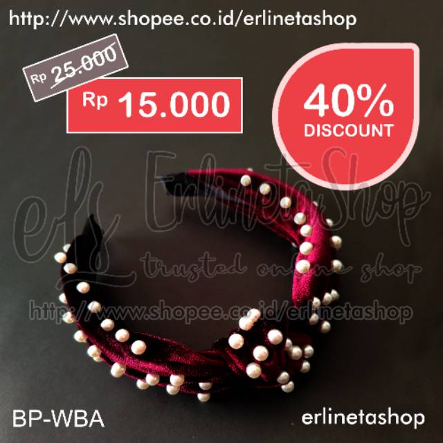 Bando / Bandana / aksesoris wanita / bando mutiara / bando korea / bando bludru mutiara / bando hits