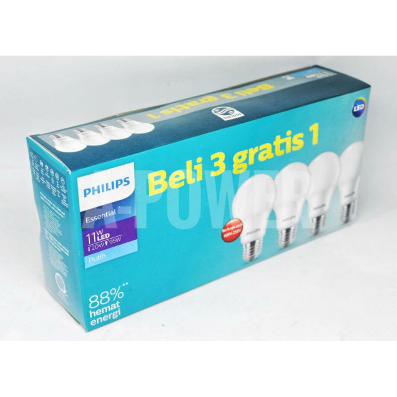 Philips - Lampu LED Essential Multipack / Paket 11W (Putih)