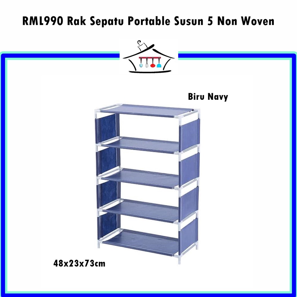 RML990 Rak Sepatu Portable Non Woven Anti Air Susun 5/4 Lubang