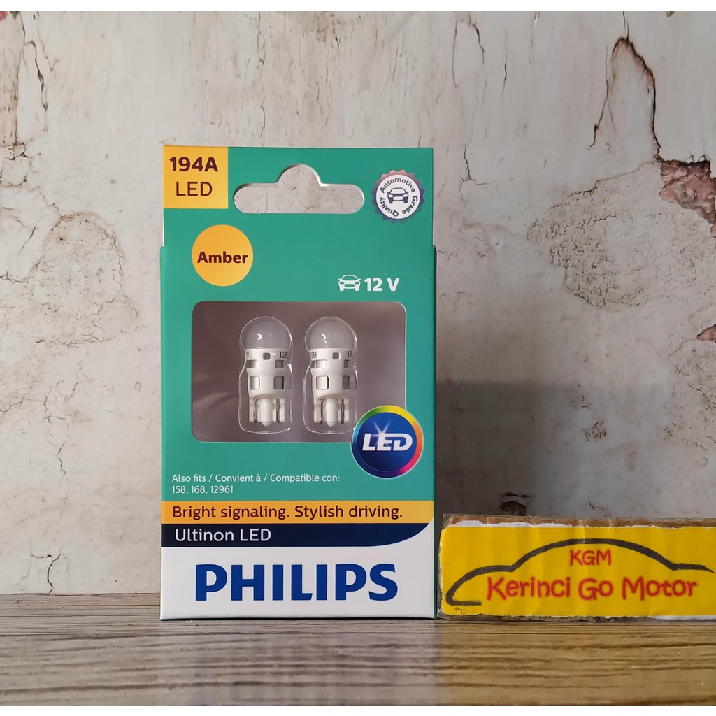 BOHLAM PHILIPS LED T10 194A W5W ORANGE AMBER 12V 194AULAX2