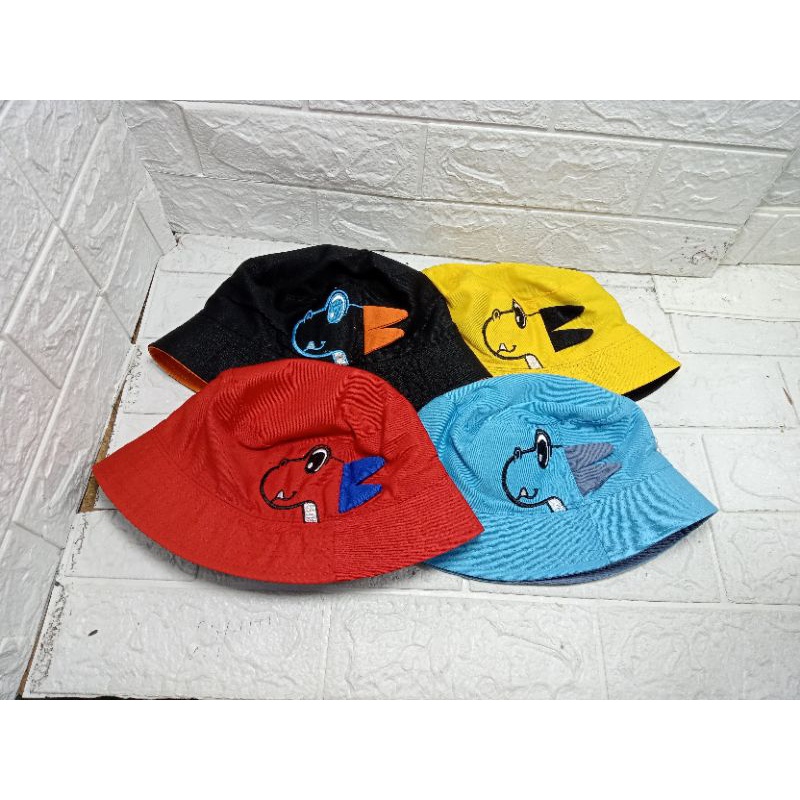 COD Topi Bucket Anak Motif Dino Bucket Hat Anak MURAH cewek cowok topi bucket anak karakter bolak balik motif DINO