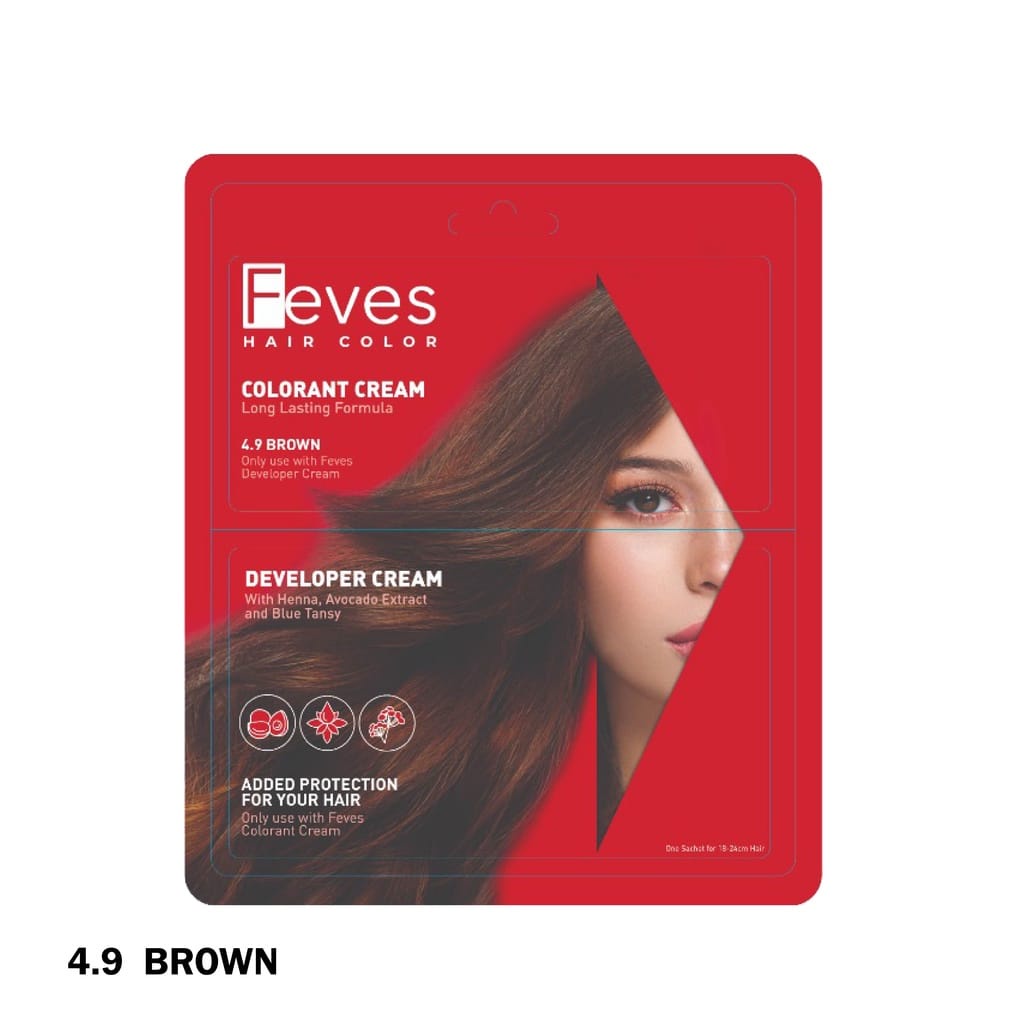 FEVES Colorant Cream Sachet I Hair Color I Cat Rambut Sachet I Semir Rambut Warna 30ml