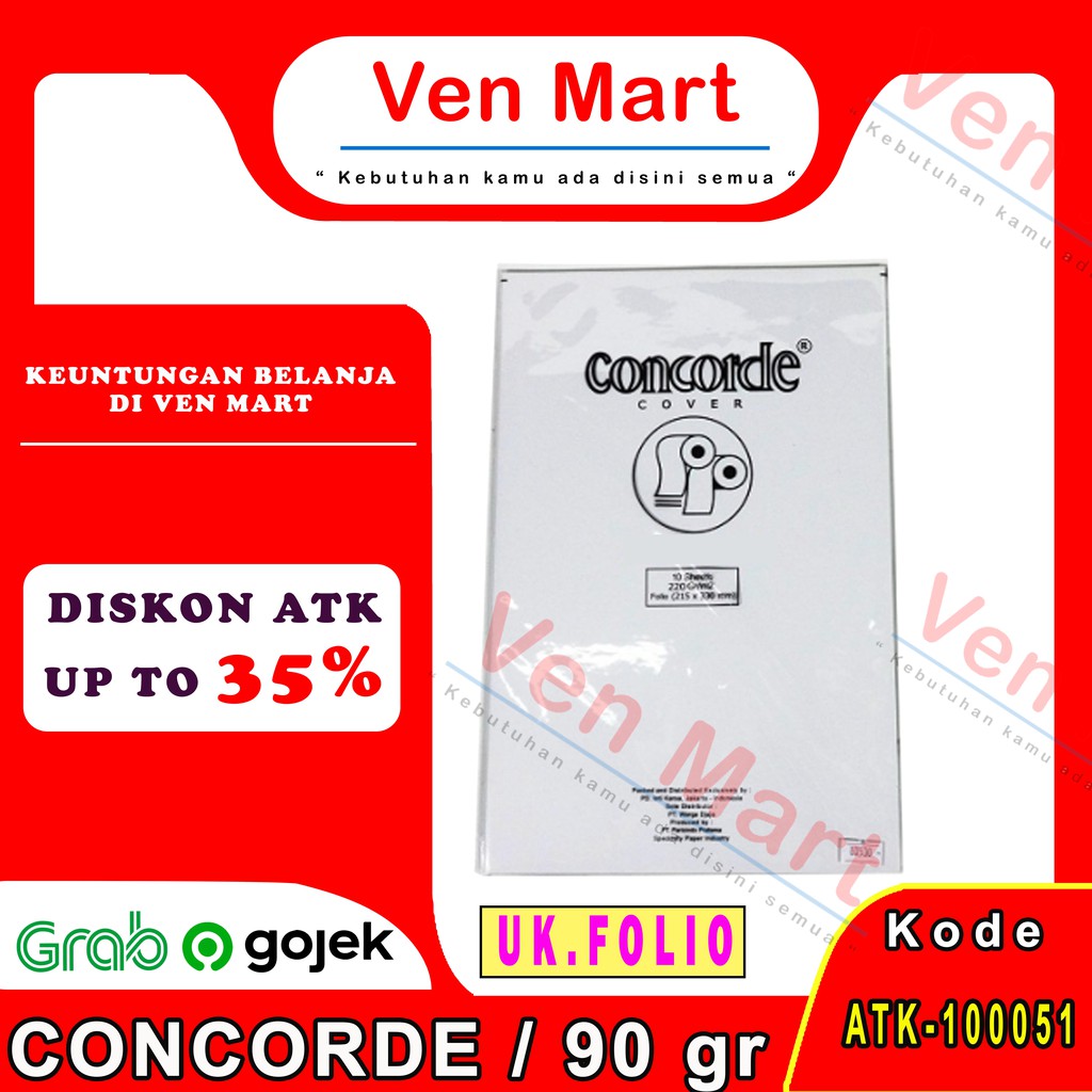 

KERTAS CONCORDE 90 GRAM UKURAN FOLIO HARGA PER LEMBAR