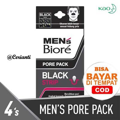 [Man] Masker Komedo Biore Black Dengan Bamboo Charcoal Pore Pack ISI 4 LEMBAR