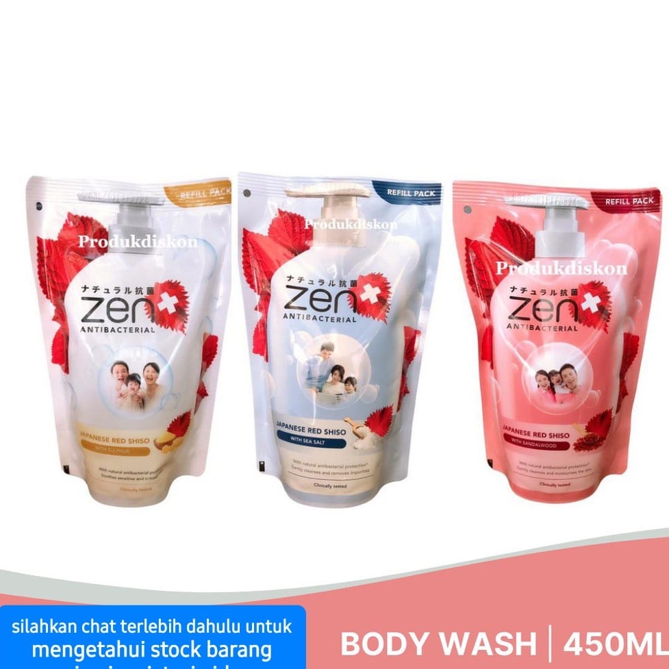 ZEN BODY WASH SABUN MANDI CAIR REFFIL 450ML CLEANSER BADAN / TUBUH