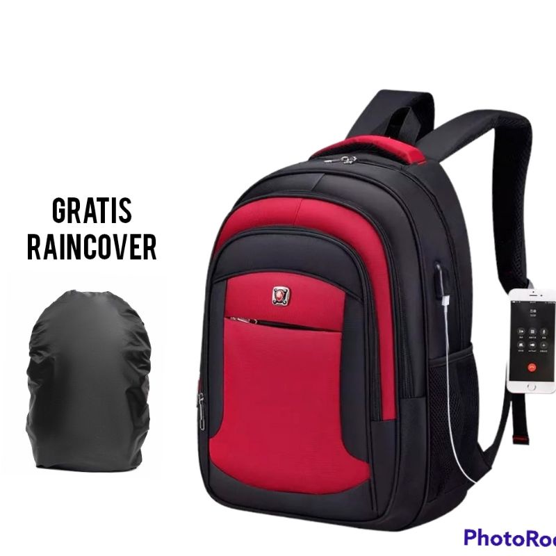 Tas ransel anak laki laki Sd smp motif poloo kombinasi gratis raincover