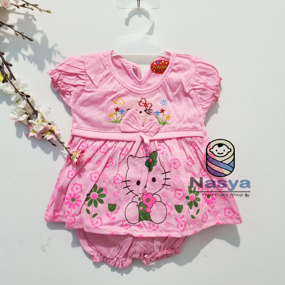 [N-040] Setelan Baju Bayi dasar Putih motif bunga (0-6 bulan)- cassey