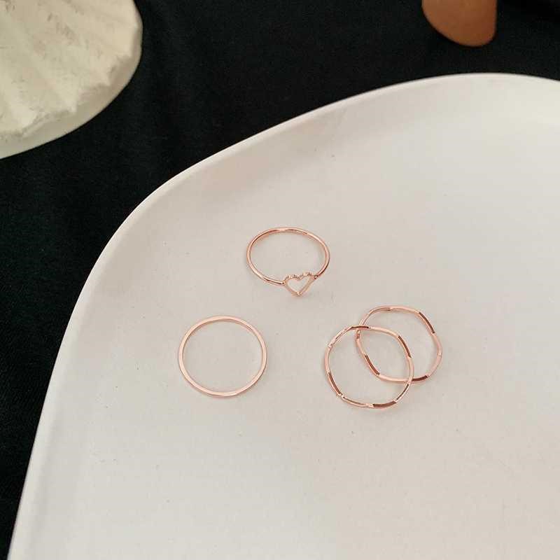 [ACKER] Korean Set Cincin Berbentuk Hati Sederhana untuk Wanita