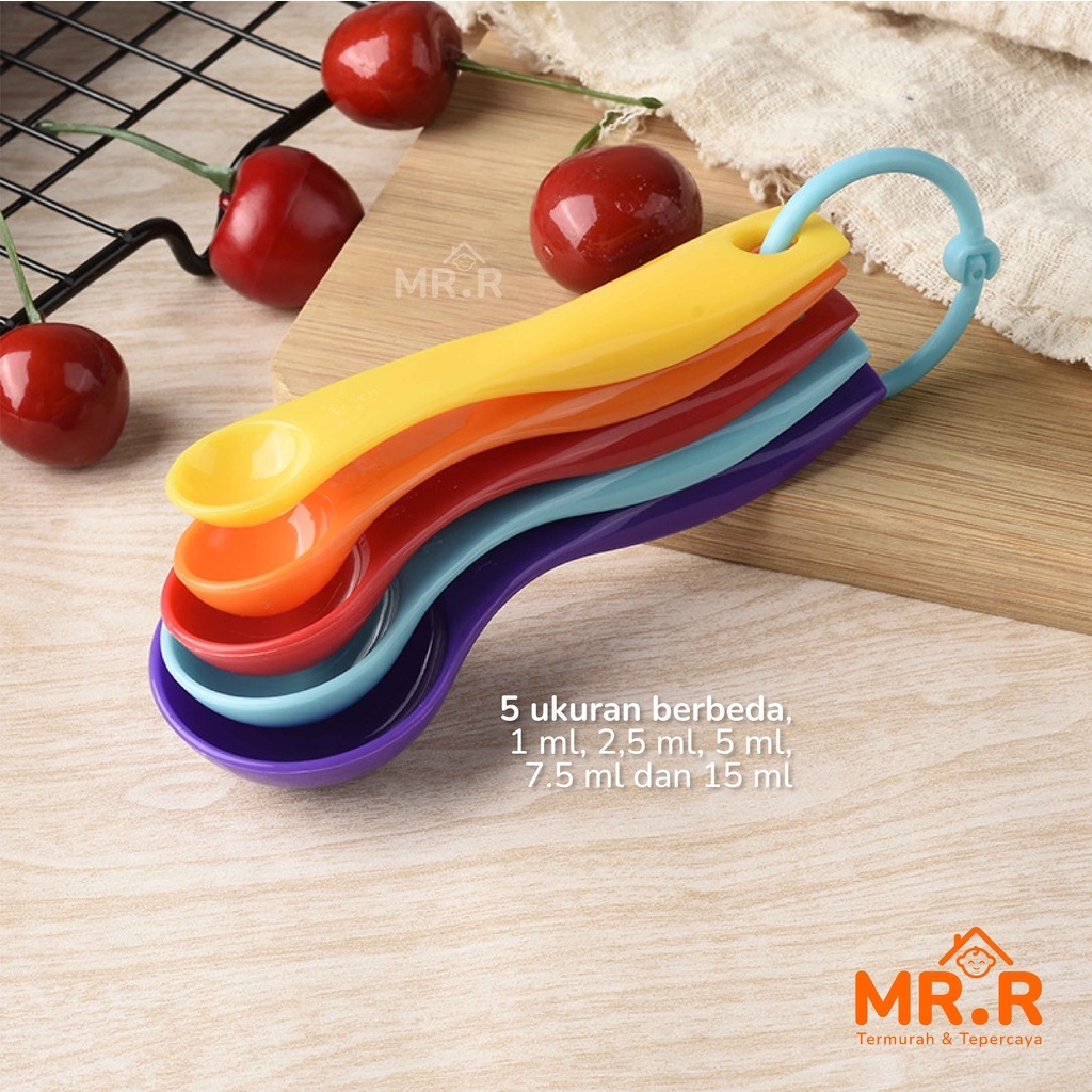 Sendok Takar Set 5 in 1 Takaran Plastik Warna Serbaguna Bumbu Dapur Measuring Gram Spoon Baking