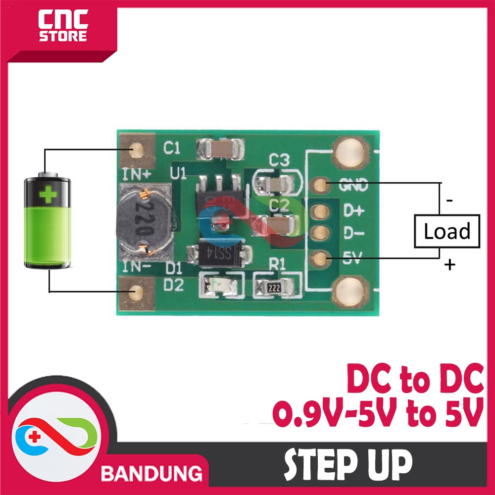 MODULE STEP UP DC BOOST CONVERTER 1-5V TO 5V PENAIK TEGANGAN BATERAI