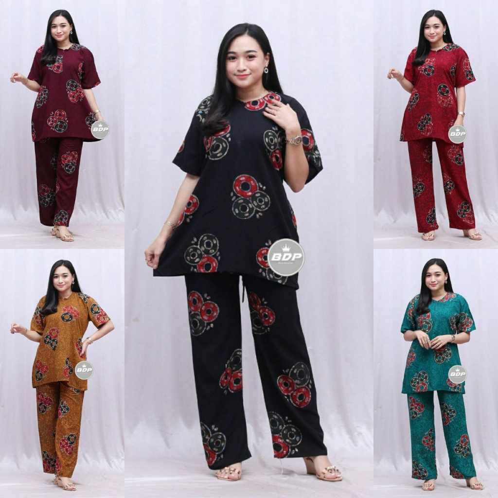TERBARU | SETELAN BAJU TIDUR PIYAMA BATIK CAP |RAYON GRADE A  |  BAJU TIDUR PIYAMA BUSUI RESLETING DEPAN-1