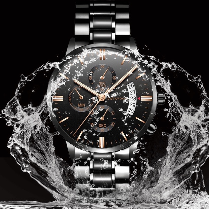 Cuci Gudang Vavavoom 214 Jam Tangan Pria Business Stainless Steel Analog Quartz Original Tahan Air