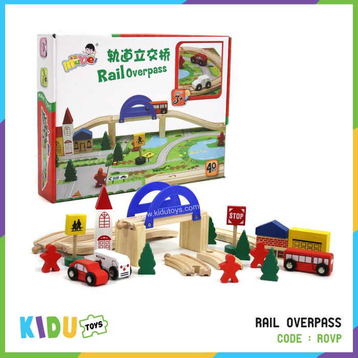 Mainan Anak Wooden Rail Overpass / Mobil Kayu  Rail Overpass Kidu toys