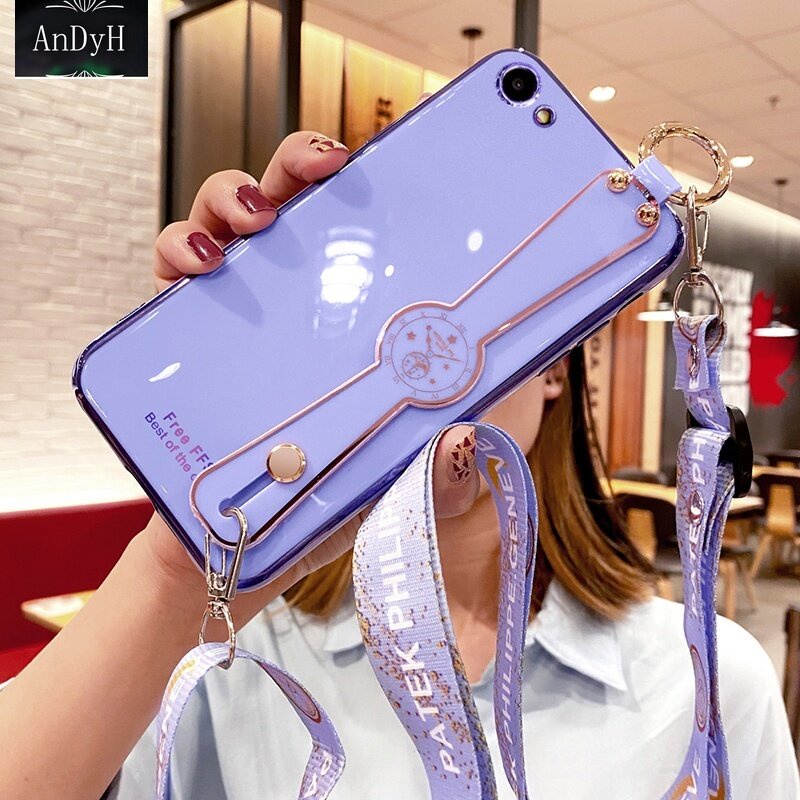 Casing Soft Case OPPO A59 F1S Hias Berlian Imitasi Dengan Tali lanyard