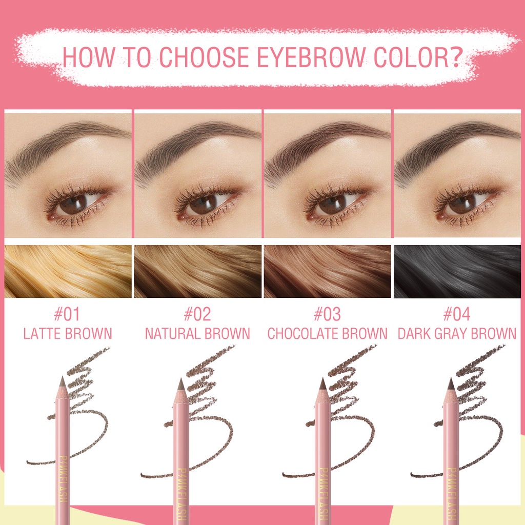 PINKFLASH Waterproof Easy Eyebrow Pencil | PINK FLASH Pensil Alis | PINKFLASH Ohmyemoji Pensil Alis Anti Air Tahan Lama-ORIGINAL
