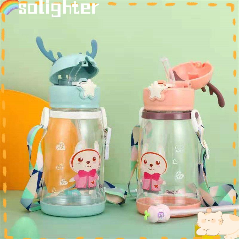 Solighter Botol Air Minum 600ML Portable Motif Kartun Untuk Olahraga