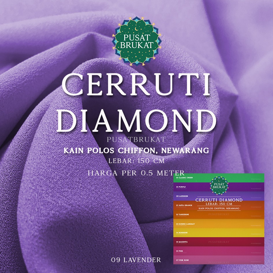 CERRUTI DIAMOND - KAIN CHIFFON / SIFON DIAMOND POLOS, WARNA CERAH, NERAWANG [harga per 0.5m]