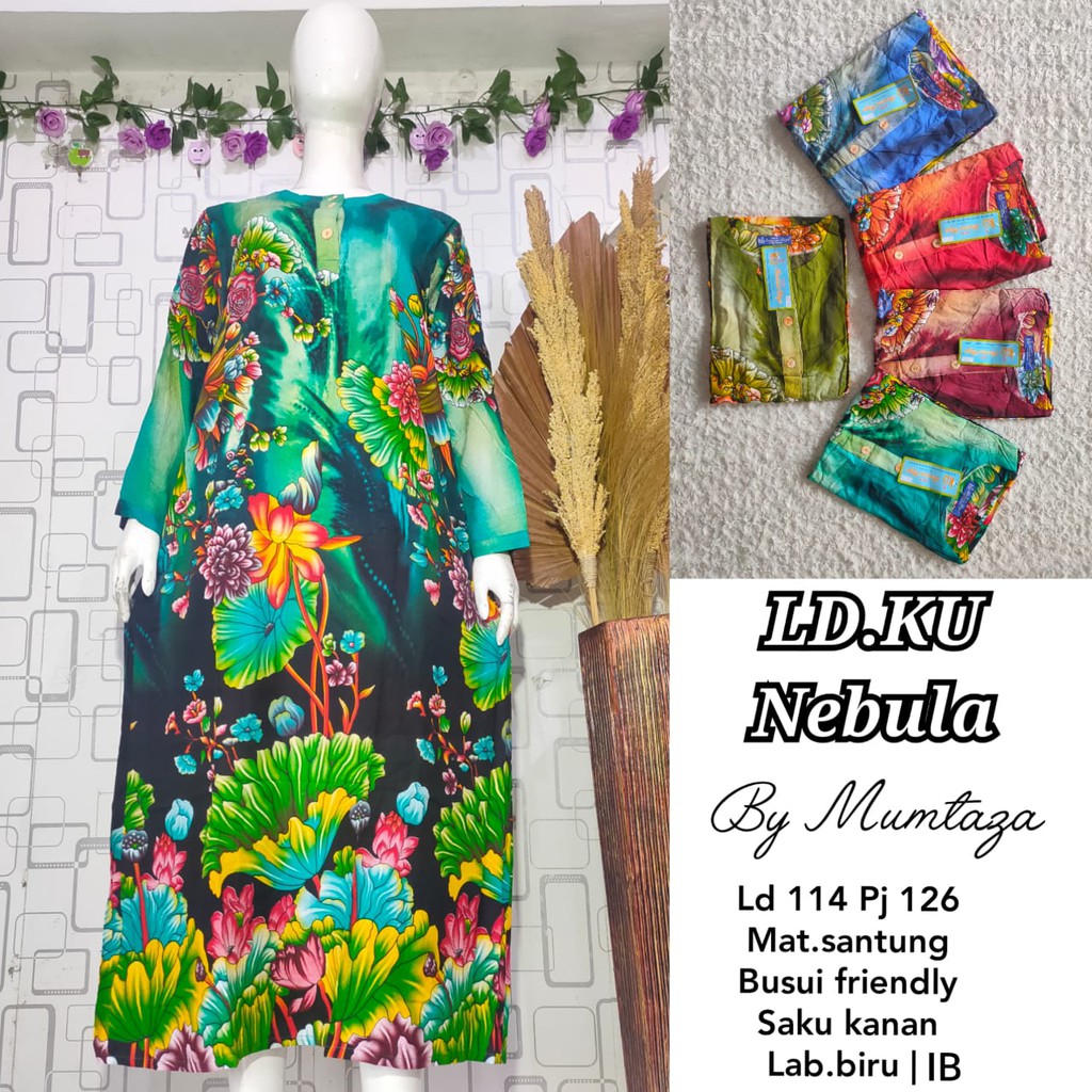Longdres Kencana Ungu Label BIRU, Longdres Batik Kencana Ungu, Batik Kencana Ungu, Brand ORI Kencana