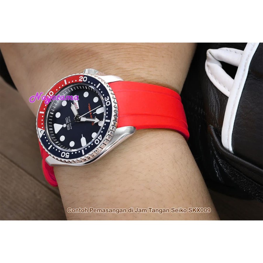 22mm CRAFTER BLUE CB10 Rubber Strap MERAH RED for SEIKO5 SRPD55 SKX007