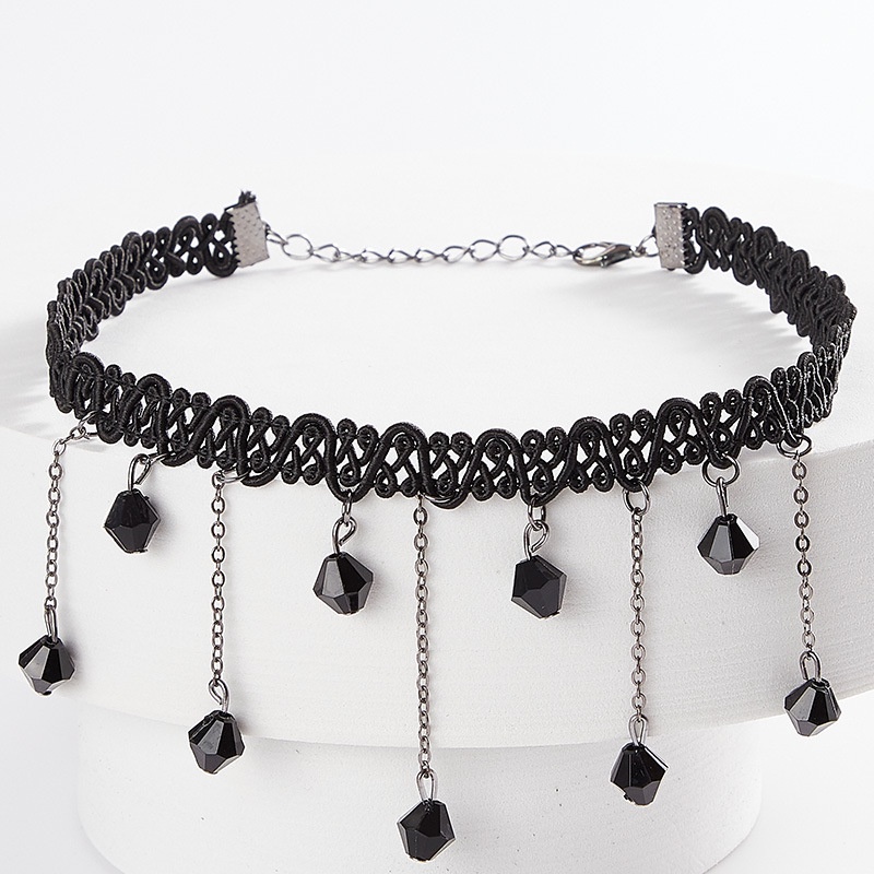 Kalung Choker Bahan Kulit Velvet Warna Hitam Gaya Vintage Gothic Untuk Wanita