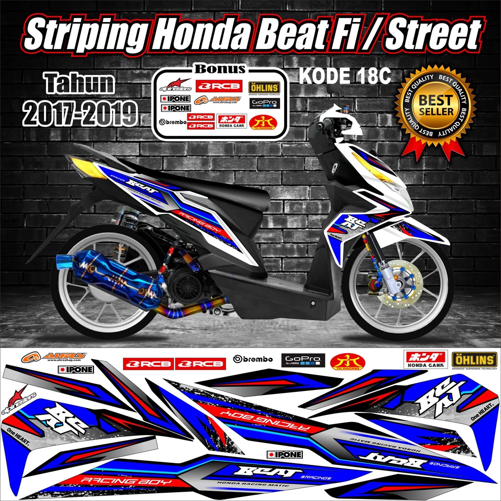 Striping Beat 2017-2019 Stiker Lis Motor Beat kode 18