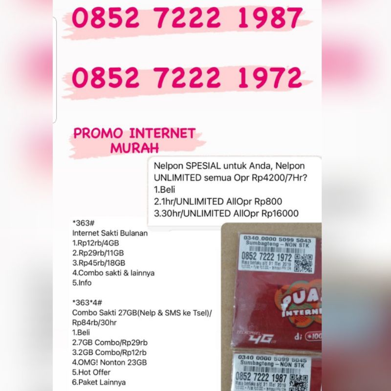 NOMOR CANTIK BAHAN SAKTI 25 GB
