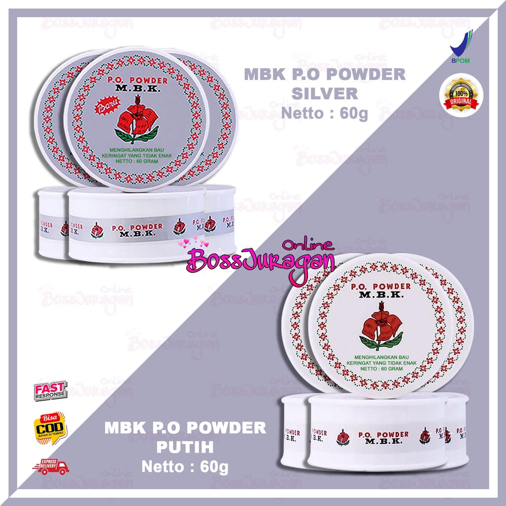 (BOSS) MBK Tin Putih | SIlver Kemasan 60 gr Bedak Menghilangkan Bau Keringat