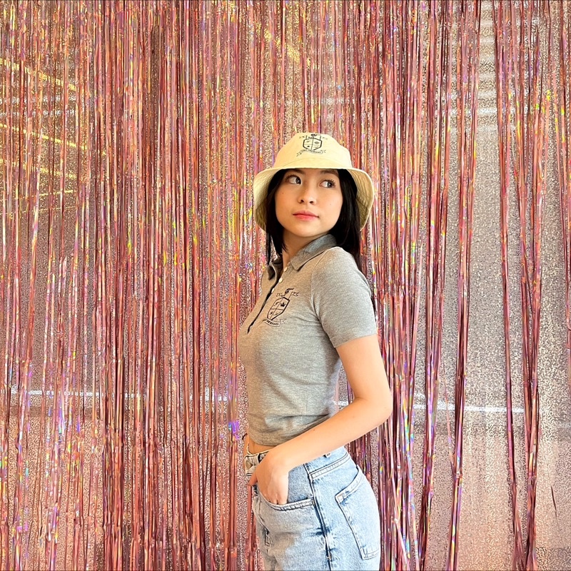 First Time Round - Cropped Polo Top - Grey