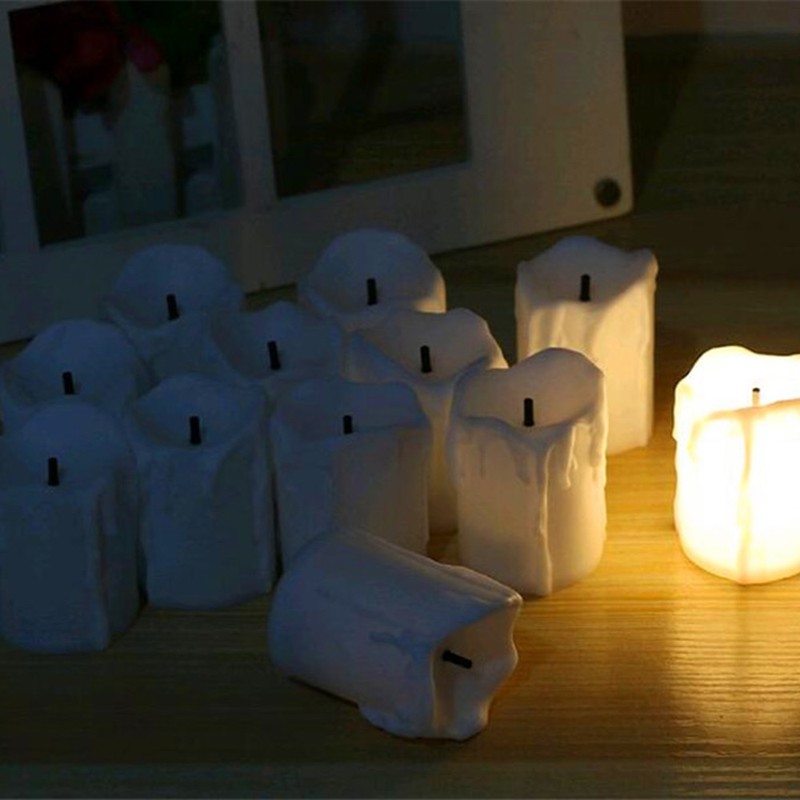 [Ready Stock ]  Creative Home Ivory Color Electronic Candle Light / Flameless Tears LED Battery Powered Tea Light Candle Light / Wedding Christmas Party Decor Lamp Ambient Light