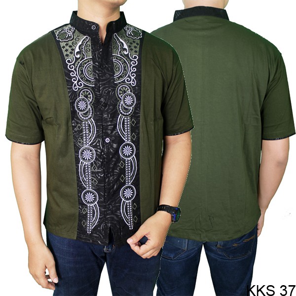 Kemeja Muslimin Pria Katun Hijau – KKS 37