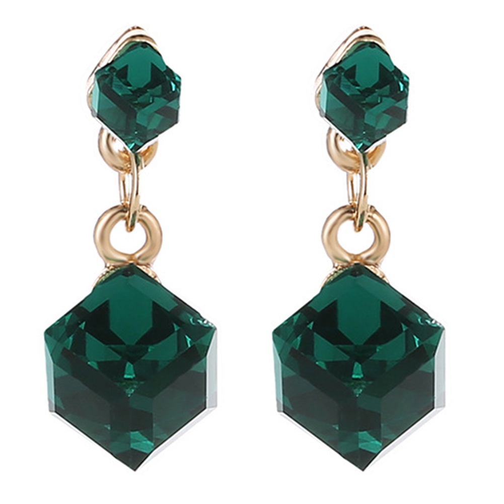 Hu Hu Hu Hu Hu Alat Bantu Pasang Kacamata♡ Anting Tusuk Gantung Wanita Desain Geometri Kubus Hias Berlian Imitasi Untuk Pesta