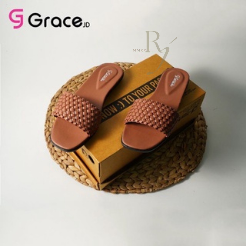 GRACE [MERLIN 401] Sandal Teplek Wanita Sandal Selop Kepang Flip Flop/ Sendal Etnik Cewek Anyam