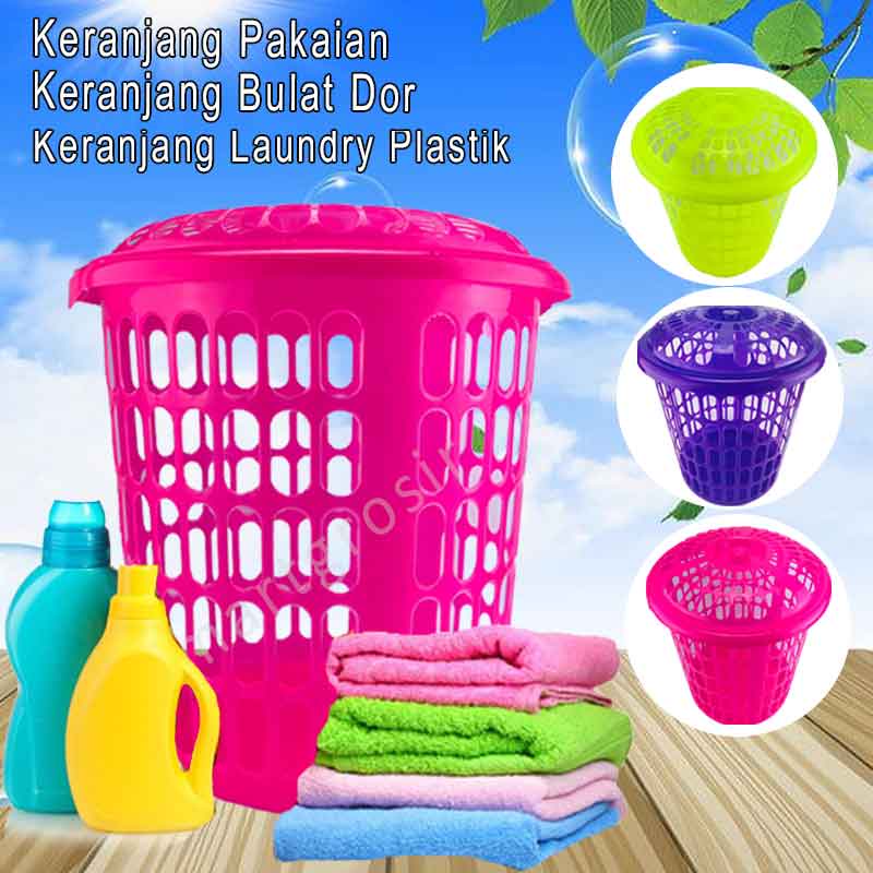 Keranjang Baju / Keranjang Bulat Dor Laundry / Keranjang Plastik / Serbaguna