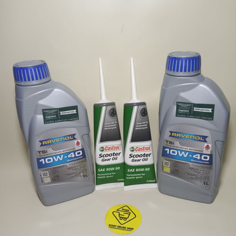 Paket Oli Mesin Vespa Matic 3V IGET (Oli Mesin & Oli Gardan)