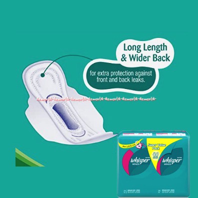 Whisper 40pads Whisper Wings Super Value Pack Pembalut Wanita Wisper Sayap Wing Blue Lock Care Sanitary Napkins 40 pcs