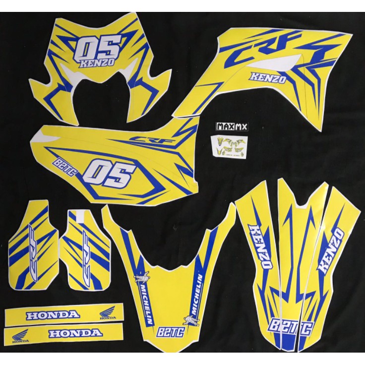 Decal Stiker CRF 150 L Dekal Variasi Sticker Striping Custom Full Body kuning 122