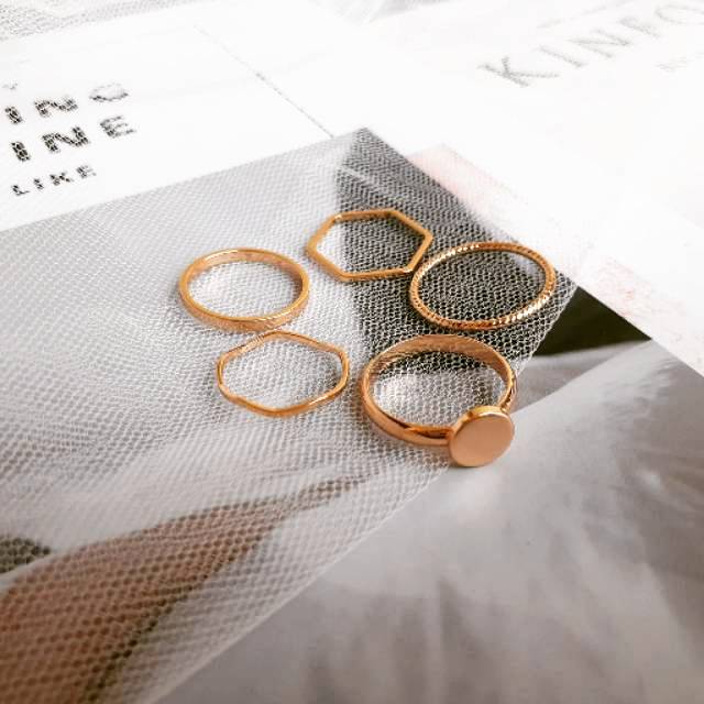 BOANAYA Cincin Korea Rose Gold - Orion Ring Set 5 pcs