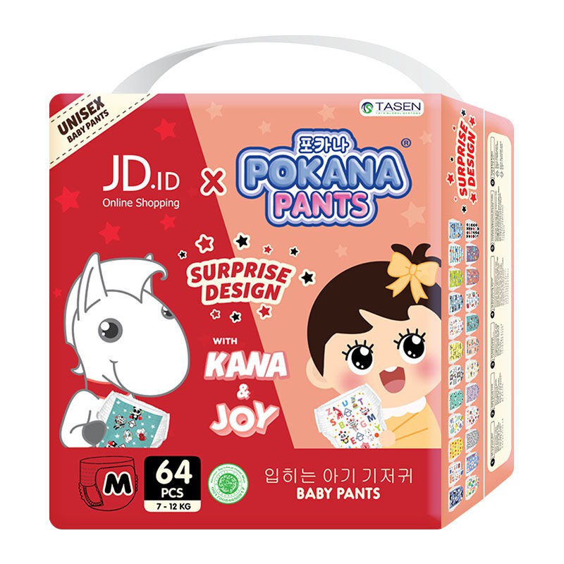 (Original) JOY x POKANA Popok Pants Surprise Designs - Ukuran [M] 64 pcs (Random Design)